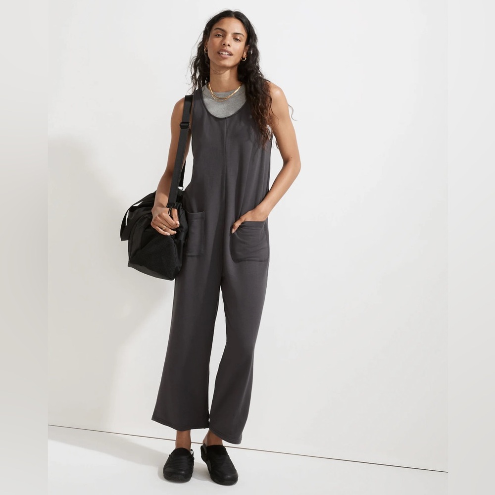 Madewell MWL Superbrushed Pull-on Jumpsuit In Black Coal